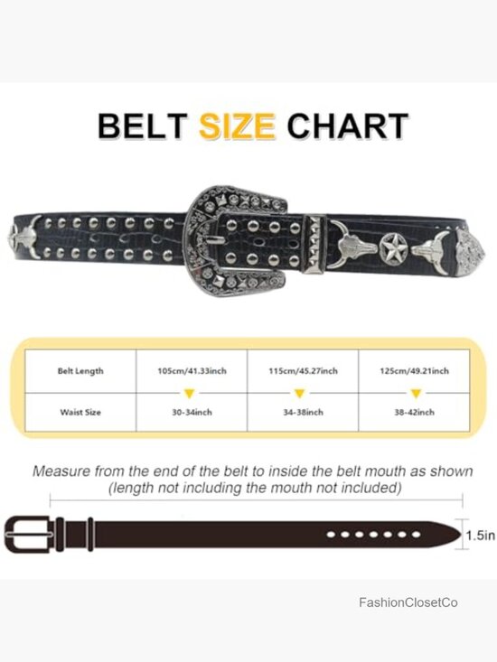 Faux Leather Studded Belt - Y2k Punk Western Cowboy Black Belt main image 4